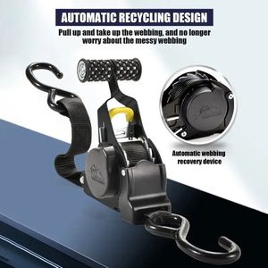 1 unidad Correa de amarre de trinquete autorretráctil de 10 pies, negra resistente con 1500 libras de resistencia a la tracción, accesorios para control de carga - Product Image 4