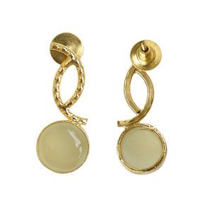 Boucles d'oreilles clous plaquées or avec pierre de jade sertie clos, style classique, bijoux pour femme, cadeau - Product Image 4