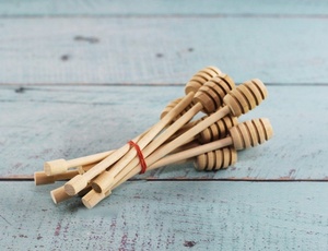 Palitos de madera para miel, de madera sin acabar, pulidos a espejo, ecológicos, con mango largo, juego de 3 piezas para camping - Product Image 1