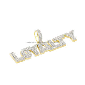 Hip Hop Bling diamante estilo rodio plateado plata Iced carta colgante encanto joyería hecha a mano - Product Image 1