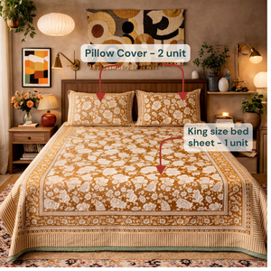 Premium Hand Block Printed 100% Cotton 200TC Floral Bed <b>Sheet</b> Set Boho Indian Print <b>King</b> <b>Size</b> Eco Friendly Soft Machine Washable - Product Image 6