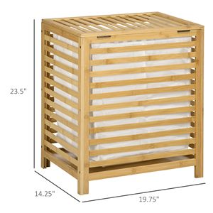 Panier à linge en bambou durable avec couvercle, panier à vêtements pour la salle de bain, la chambre à coucher, rangement - Product Image 3