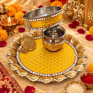 Ensemble de thali Karwa Chauth avec bols Channi Karwa et Roli Chawal, ensemble de thali traditionnel pour la fête de Pooja, pour femmes - Product Image 5