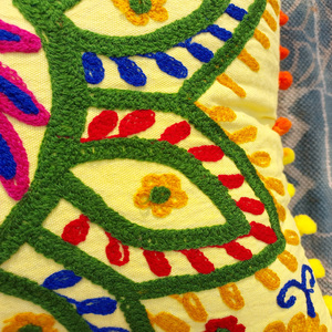 Geometric Luxury Style Decorative Indian Embroidered Bohemian Suzani Jaipuri Eco-Friendly Handmade 100% Cotton Cushion Cover - Product Image 3