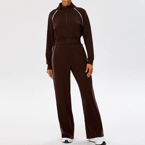 Conjunto Deportivo de 2 Piezas para Mujer, con Cierre Completo, con Franjas, Holgado, Informal, para Correr, Fitness, Chándal para Mujer - Product Image 3