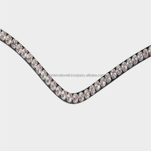 Haute qualité méga bling chaîne de cristal rond en argent fait à la main toutes les formes noir anglais cuir cheval front bande dans toutes les tailles personnalisées - Product Image 4
