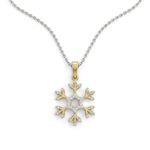 Pendentif en forme de flocon de neige pour femme, plaqué or jaune 18 carats, serti pavé, romantique, en moissanite - Product Image 1