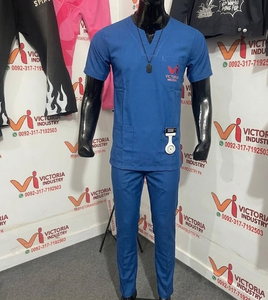 Short Sleeve Breathable Scrub <b>Sets</b> for Nurse <b>Doctor</b> Pure Color Plus Size Soft Fabric Unisex Hospital Work Clothes - Product Image 5