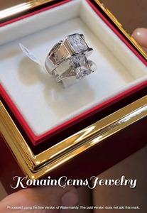 <b>Couple</b> Princess Cut Crystal Engagement <b>Ring</b> Women's 925 Silver Plated Rhodium Finish Traditional Style Square Prong Setting - Product Image 6