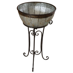 Glacière à boissons vintage en métal galvanisé de qualité supérieure avec support, grand seau à glace pour fêtes et bière - Product Image 1