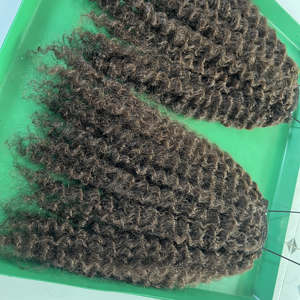 Cabello humano vietnamita virgen 100% natural rizado birmano negro a granel súper doble dibujado de Qhair - Product Image 2