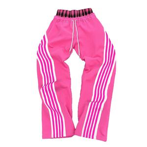 Pantalones de chándal de pierna ancha holgados ligeros con patrón recto personalizado para hombre tejidos con cordón en la cintura-estilo Hip Hop Street - Product Image 1