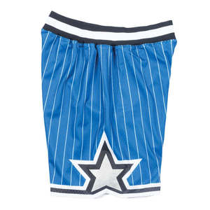 Maßgefertigte Blau-Weiß Gestreifte Shorts mit Sublimationsdruck Sternmuster an der Seitenwand Kordelzug Reißverschlusstaschen Atmungsaktives Material - Product Image 6