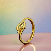Cincin Emas Bunga Tunggal yang Anggun |   Desain Swirl Mewah untuk Anak Perempuan |   Perhiasan Ringan 1.880 Gram