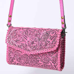 Bolso Bandolera de Cuero 100% Genuino para Mujer, Estilo Bohemio Vintage, Hecho a Mano, con Flores Talladas, Ligero, para Verano - Product Image 1
