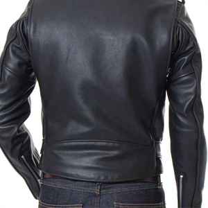 Veste de motard en cuir véritable pour homme de qualité supérieure, coupe classique slim, noire, avec ceinture et fermetures éclair, veste d'extérieur - Product Image 5