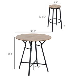 Set da Pranzo Salvaspazio 5 Pezzi Nero Marrone, Tavolo e Sedie da Bar per Cucina e Pub, Soluzione d'Arredo Elegante - Product Image 3
