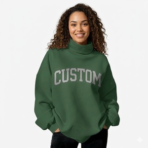 Sweat-shirt oversize à col montant pour femme, broderie 3D personnalisée de haute qualité, respirant et écologique. - Product Image 3