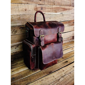 Sac à dos en cuir véritable de vachette, grande capacité, pour ordinateur portable, avec sangle, idéal pour les voyages d'affaires - Vente en gros - Product Image 5