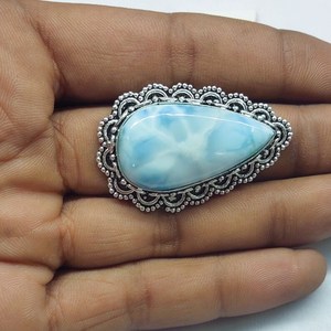 Oval Larimar <b>Ring</b> <b>925</b> Sterling <b>Silver</b> Artisan Handmade Gemstone Jewelry Elegant Beach Style Gift For Women - Product Image 4
