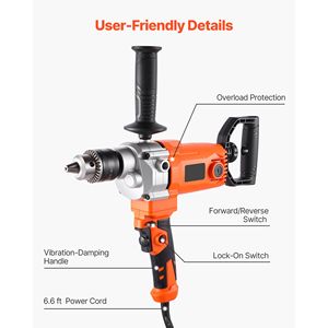 Trapano Elettrico a Filo da 5/8 Pollici con Miscelatore, 750 RPM, 5.63A, Impugnatura a D per Applicazioni su Acciaio, Supporto OEM Personalizzato - Product Image 6
