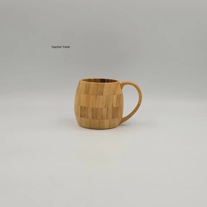 Tasse à thé en bambou avec poignée ronde, design zen asiatique, vaisselle écologique pour la maison et les voyages, 170 ml - Product Image 1