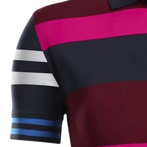 Women's Pink Black Striped Sublimation Polo Shirt Short Sleeve Modern <b>Athletic</b> Top Comfortable Golf Apparel for Sports Practi - Product Image 4