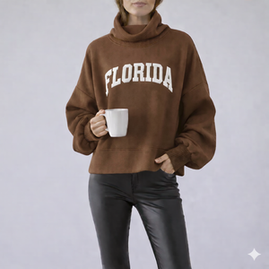 Sudadera de cuello alto para mujer, informal, larga, transpirable, antiarrugas, antiprogresión, holgada, suave y de ajuste relajado, para otoño e invierno - Product Image 1