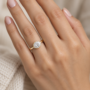 Bague solitaire ovale 2,80 carats avec serti East West, minimaliste, en or jaune 14 carats, diamant de laboratoire, bague de fiançailles, bijoux personnalisés OEM - Product Image 3
