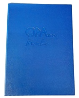 Porte-menu de restaurant et de bar en cuir PU bleu durable de haute qualité, format A4, avec logo personnalisé, M & Z IMPORTS certifié ISO9001:2015