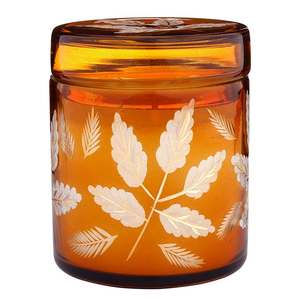 Premium Quality <b>Decorative</b> Candle Glass with <b>Lid</b> Green Foliage Theme Scented Jar for Interior <b>Decoration</b> - Product Image 4