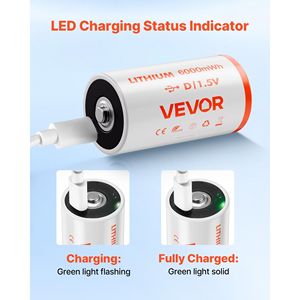 Cavo USB-C incluso 4-Pack ricaricabili 1.5V 6000mWh batterie digitali al litio D batterie - Product Image 4