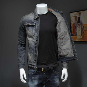 Chaqueta de mezclilla para hombre con corte moderno y estilo casual, con mangas largas y cierre de botones, estilo urbano. - Product Image 5