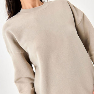 Sudadera Oversize de Cuello Redondo para Mujer, Color Sólido, 100% Algodón Tejido, Manga Larga, Otoño, Ecológica, Bordada, Estilo Urbano - Product Image 5