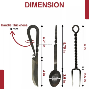 Juego de cubiertos de comedor forjados a mano vikingo estilo medieval acabado mate cuchara tenedor cuchillo para la Mesa superventas - Product Image 4
