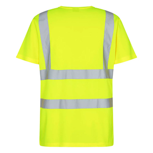 Camiseta de Seguridad de Alta Visibilidad Verde Lima con Franjas Reflectantes y Diseño de Bolsillo para Uso Diurno y Nocturno - Product Image 4