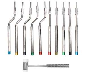 Ensemble d'osteotomes dentaires AHI, 11 pièces, acier inoxydable, classe II, concaves, manuels, certifiés CE - Product Image 1