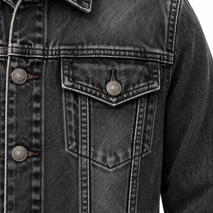 Veste en jean gris foncé OEM pour homme, veste décontractée pour homme, veste d'automne, veste en jean à boutons, veste vintage - Product Image 6