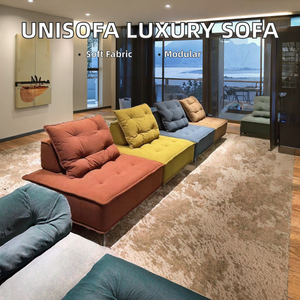 Unisofa Luxury Modern Curved Modular Compression Genuine Leather Armless <b>Lounge</b> <b>Sofa</b> for Villas Apartments Living Rooms - Product Image 2