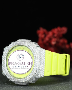 Montre de luxe Pragalbh Jewels sertie de diamants, cadran pavé de moissanite, bracelet en acier inoxydable et caoutchouc, montre hip-hop pour homme - Product Image 3