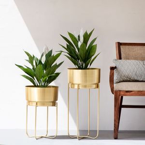 Pot de fleurs en métal de luxe pour l'intérieur et l'extérieur, maison, jardin, balcon, terrasse, élégant, décoratif, durable, porte-fleurs, conteneur - Product Image 1