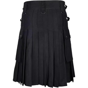 <b>Men's</b> <b>Black</b> Cotton <b>Kilt</b> Solid Color Pleated Design Regular Fit Adult Size In-Stock - Product Image 3