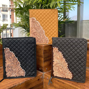 Premium <b>A4</b> Leather <b>Portfolio</b> With Custom Quilted Design Handcrafted Zip Around PadfolioPersonalized HighQuality LeatherOrganizer - Product Image 4