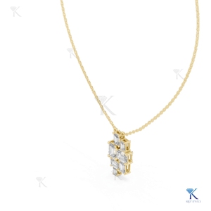 จี้เพชรทรงเอเมอรัลด์แบบคลัสเตอร์ สร้อยคอทองคำแท้ 14K 18K สำหรับผู้หญิง งานแต่งงาน ครบรอบ ของขวัญจากโรงงาน ขายส่ง B2B - Product Image 4