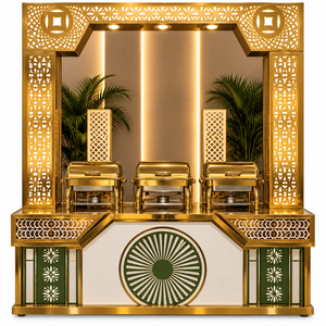 Zaravelle GrandFeast Pavilion - Isla Buffet de Lujo de Acero Inoxidable, Mostrador de Catering Multi-Estación para Uso en Interiores/Exteriores, Rápido - Product Image 1