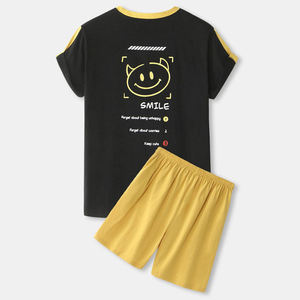 Ensemble 2 pièces pour homme, été, t-shirt à manches courtes et short, couleur unie, tenue décontractée, logo personnalisé, ensemble streetwear, directement de l'usine - Product Image 3