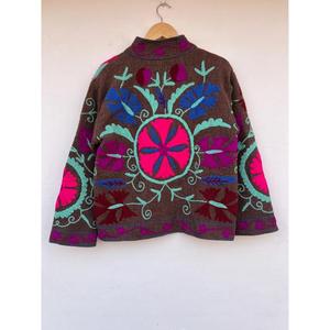 Cotton Knitted Embroidered Varsity <b>Jacket</b> Streetwear Eco-Friendly Reversible Free Size Winter <b>Women's</b> Festival Coat - Product Image 4