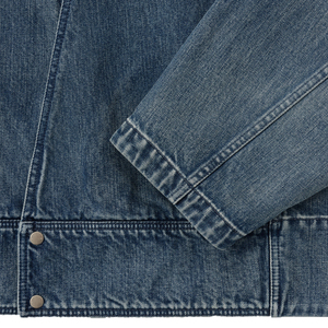 Chaqueta vaquera premium personalizada para hombre sin solapa, de algodón lavado vintage, estilo oversize, ropa de calle, fabricante OEM, marca privada - Product Image 4