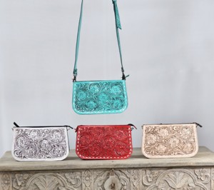 Bolso de Hombro de Cuero Genuino Azul Cielo para Mujer, Estilo Bohemio con Diseño Floral, Correa Única, para Uso Diario, Novedad 2026 - Product Image 5
