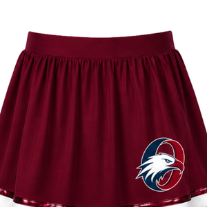 Jupe de cheerleading bordeaux plissée, jupe d'uniforme athlétique avec bordure rayée, tenue de performance d'équipe, vêtements de sport personnalisés - Product Image 5